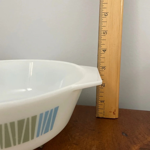 Vintage JAJ Round Casserole dish Matchmaker England Opal Glass Blue Green - Picture 9 of 10